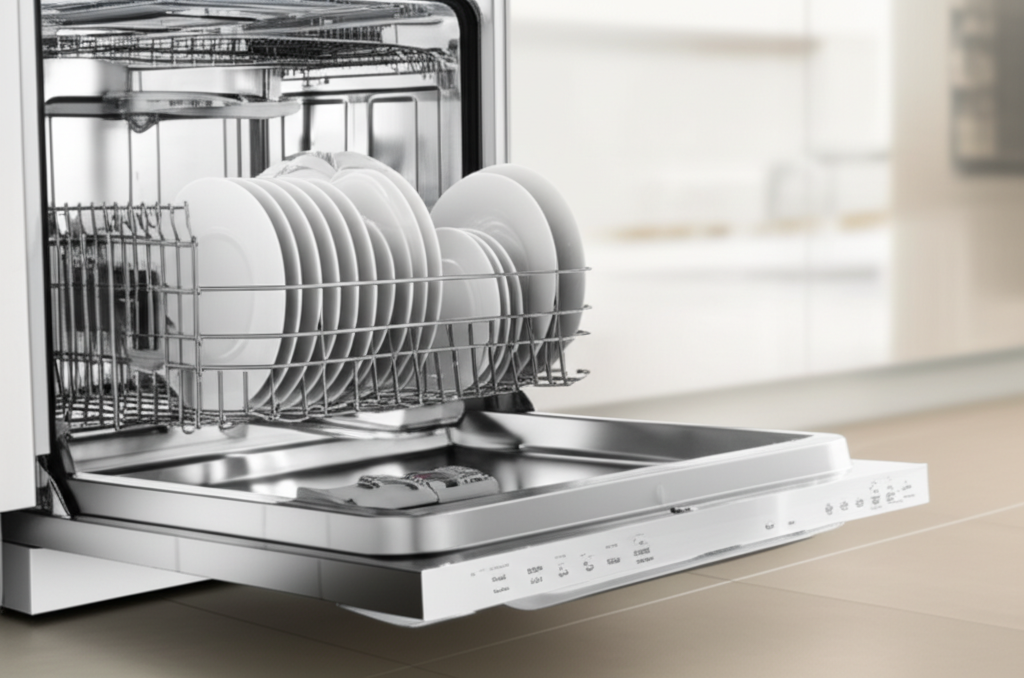 Premium dishwasher with door open - professional dishwasher repair
